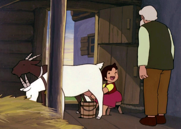 Heidi ordeña a blanquita como toda una experta
