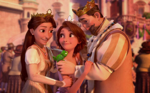 Rapunzel reunida con sus padres