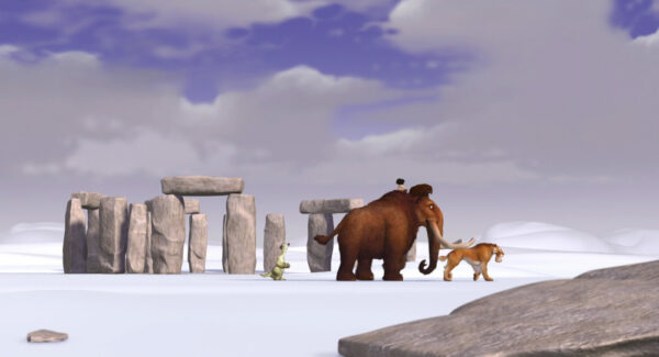 Manny, Sid y Diego pasan cerca del cromlech de Stonehenge