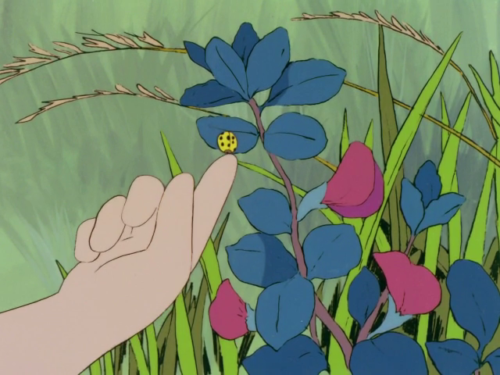 Una mariquita amarilla con puntos negros.